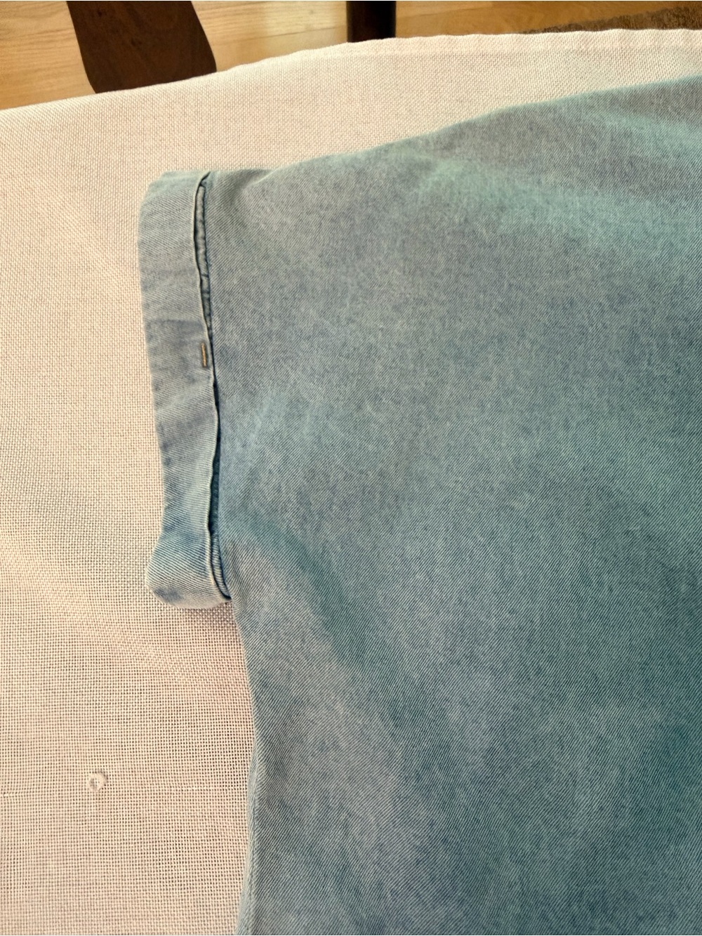 Light Blue Denim Button-Up Tiered Dress - Picture 5 of 6